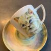 Ręcznie malowana filiżanka - koci portret